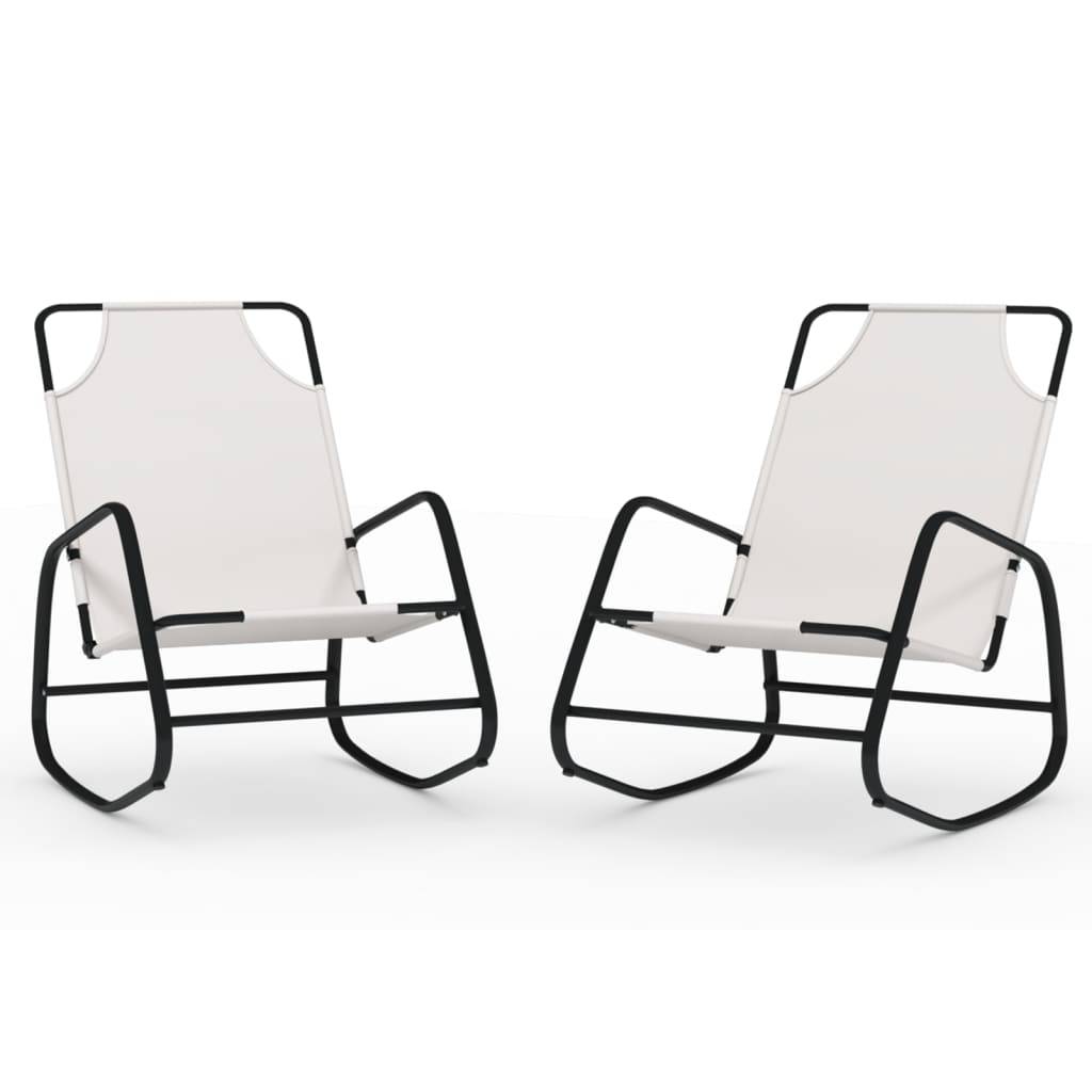Vidaxl - Chaises longues à bascule lot de 2 crème acier et textilène vidaXL 318142 - Image 2