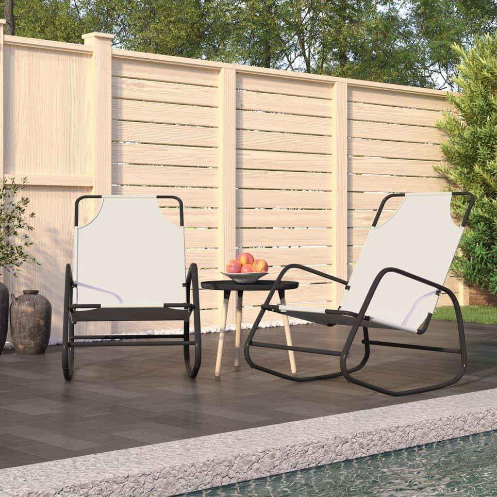Vidaxl - Chaises longues à bascule lot de 2 crème acier et textilène vidaXL 318142 - Image 1
