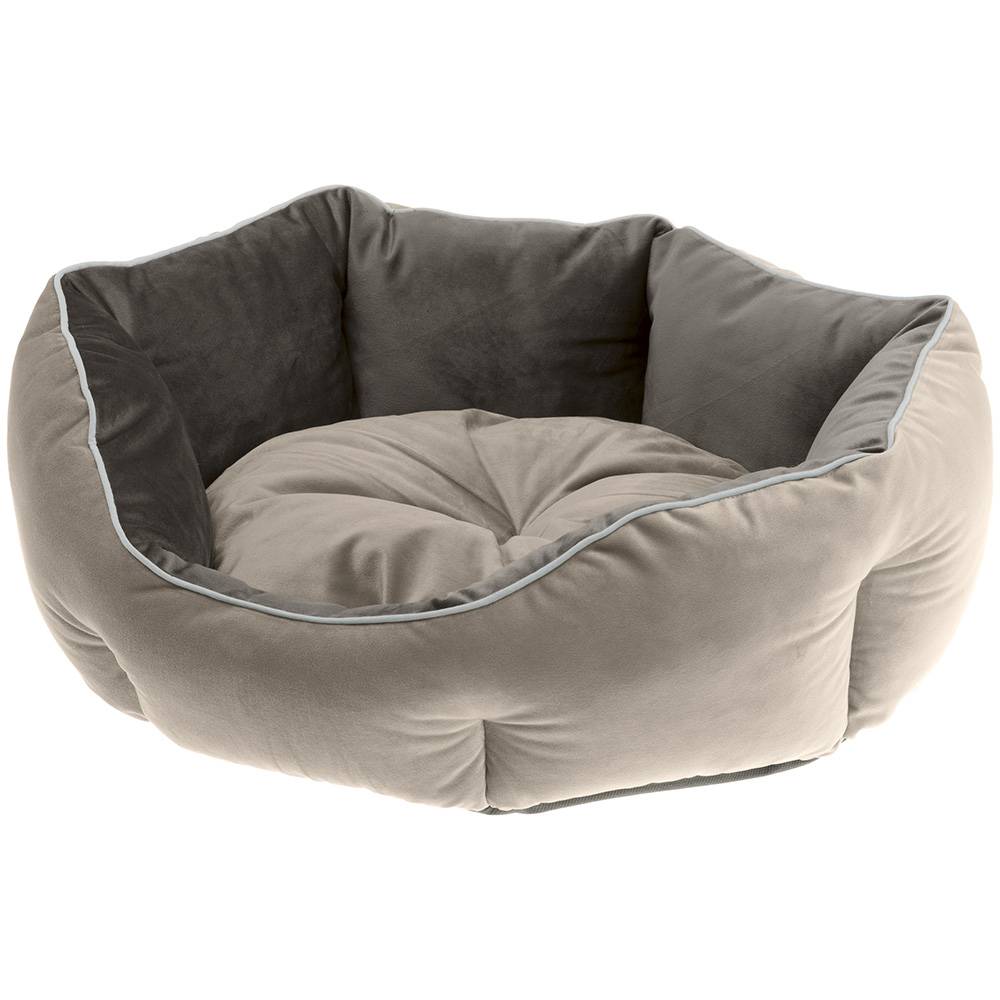 Ferplast - Ferplast Divan pour chats et chiens QUEEN 50 con coussin, couchage rembourré pour animaux, double-face, velours doux, lavable, 50x40x18, gris - Imagen 3