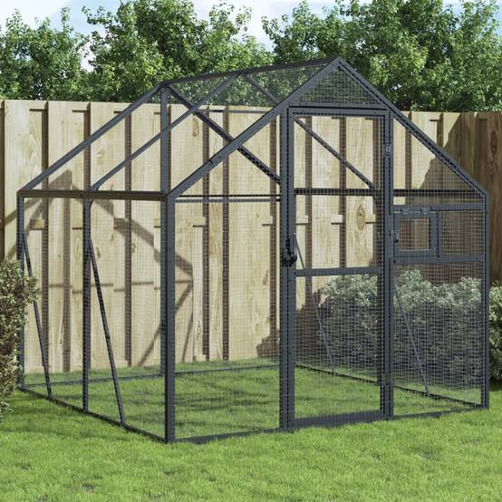 Volière Alu Modulable Légère Habitat Jardin Anthracite 179x200cm - ComfortXL Outdoor Living - Image 1