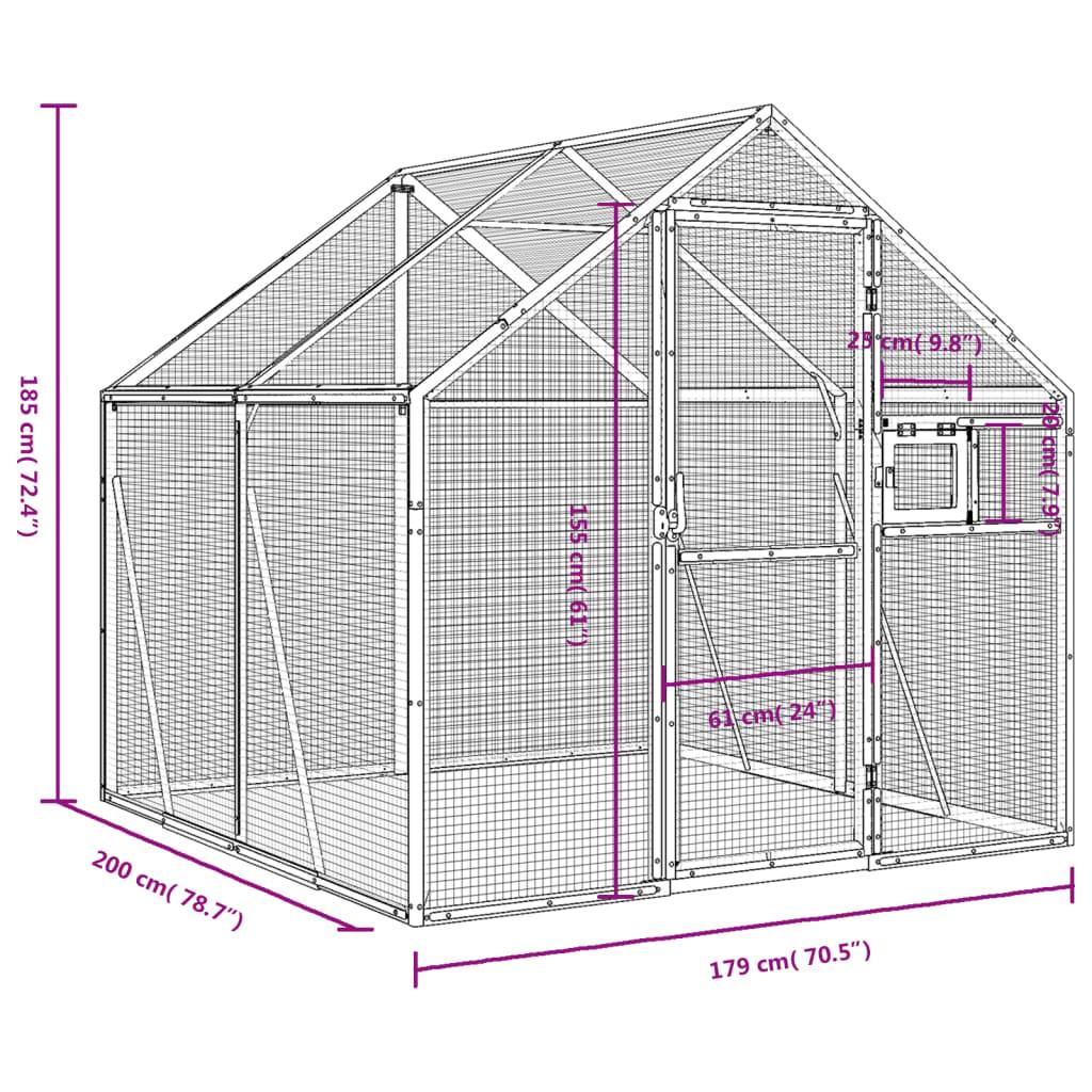 Volière Alu Modulable Légère Habitat Jardin Anthracite 179x200cm - ComfortXL Outdoor Living - Image 7