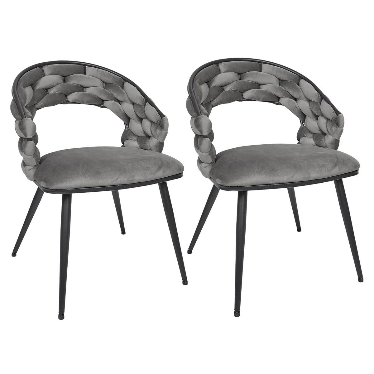 ALTOBUY - Lot de 2 Chaises en Velours Gris Pieds Métal Noir - OSCAR - Image 1
