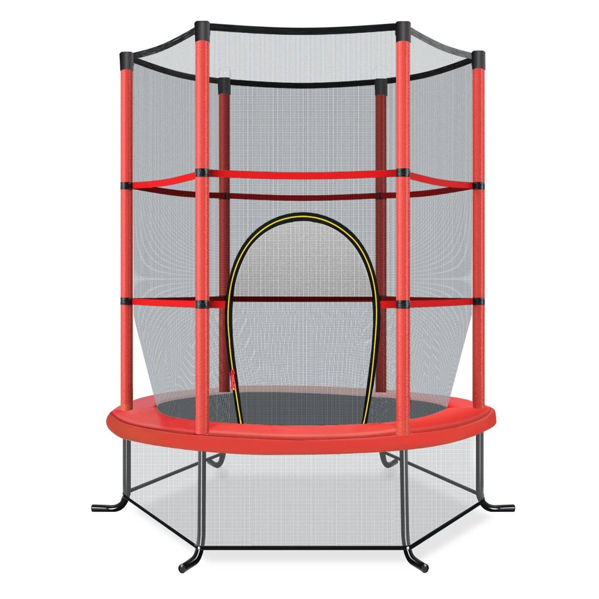 Trampoline de Jardin pour Enfants Ø165CM avec Filet de Protection Appuis de Ressorts et Structure en Acier Rouge F410R - Image 3