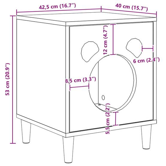 Cube Chat Design Chêne Fumé Repos Brun 53cm pour Chat Timide Cachette - ComfortXL Outdoor Living - Image 6