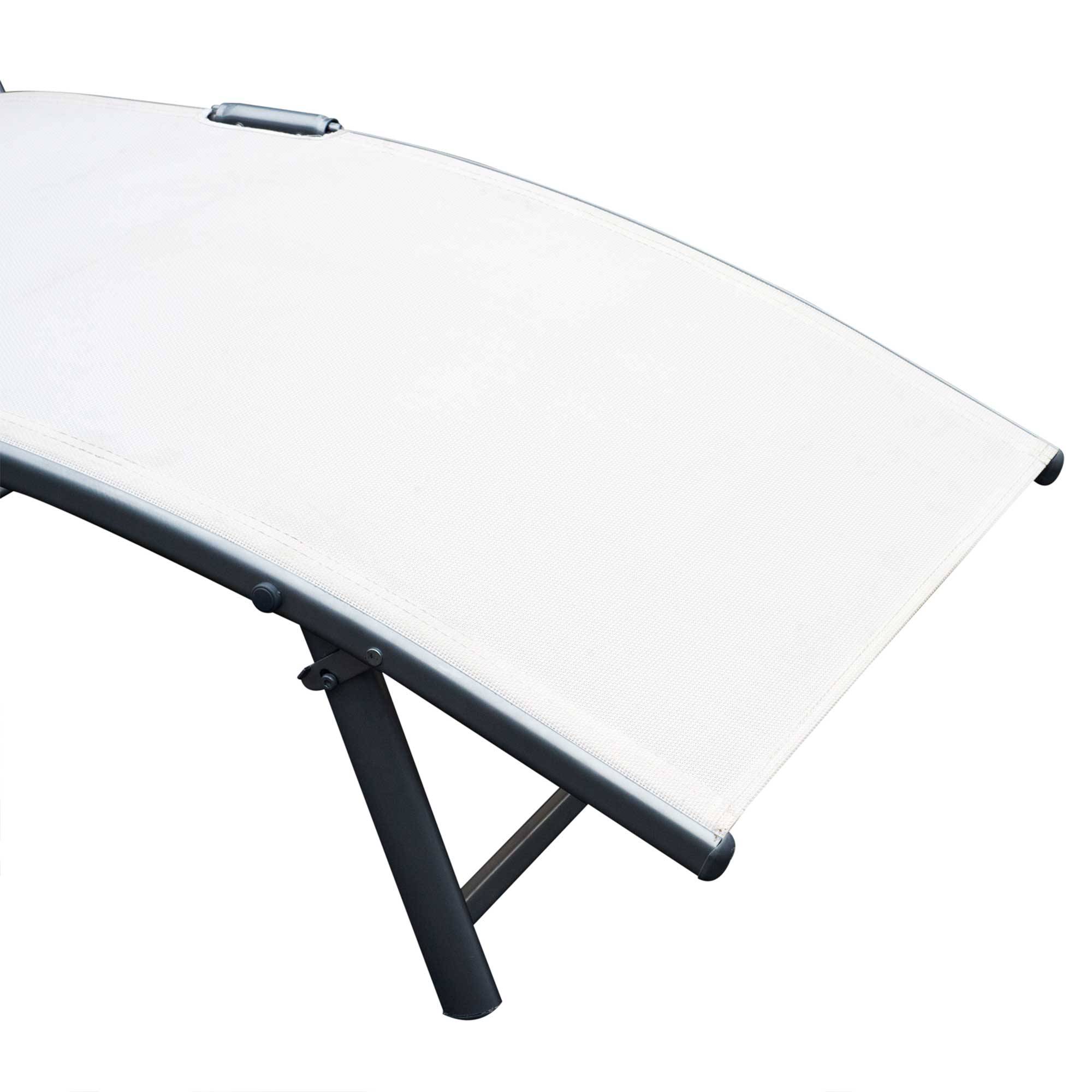 Outsunny - Bain de soleil pliable dossier inclinable multi-positions têtière fournie métal époxy textilène beige - Outsunny - Imagen 4