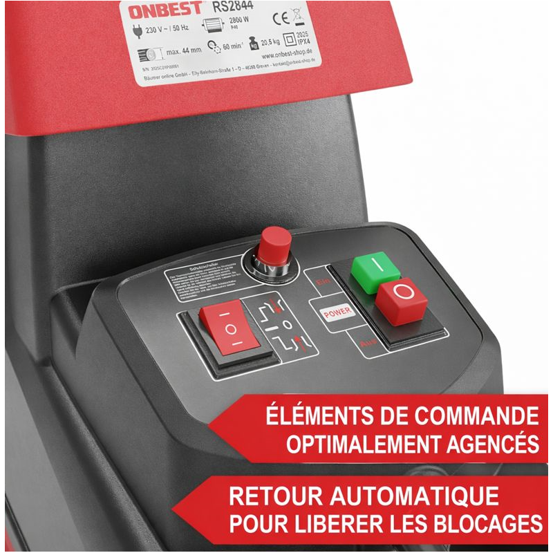 Broyeur de vegetaux electrique RS2844 2800 W Bac collecteur 60 L - Image 5