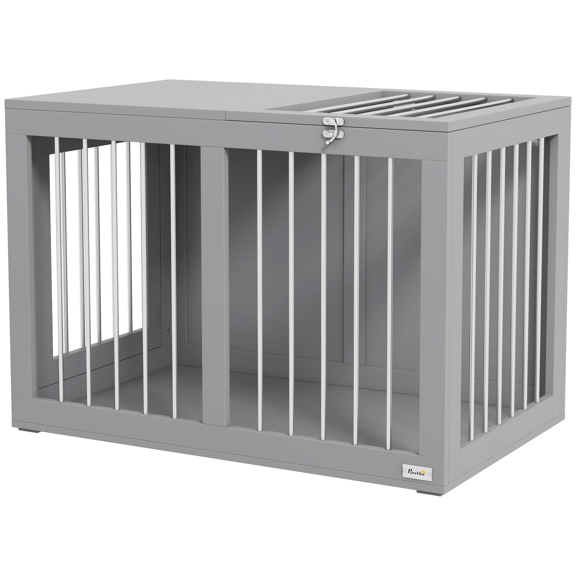 Cage de transport pour chien,2 portes verrouillables, grille acier,80x50x56,5 cm gris - Image 2