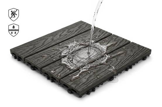 Casanoov Lot de 30 dalles clipsables terrasse en composite JURA effet bois gris 30x30cm - Image 8