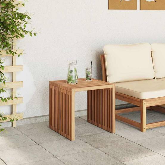 Table d'Appoint Carrée pour Jardin 45x42.5cm en Bois de Teck Massif, Bout de Canapé d'Extérieur Robuste – ComfortXL Outdoor Living - Image 4