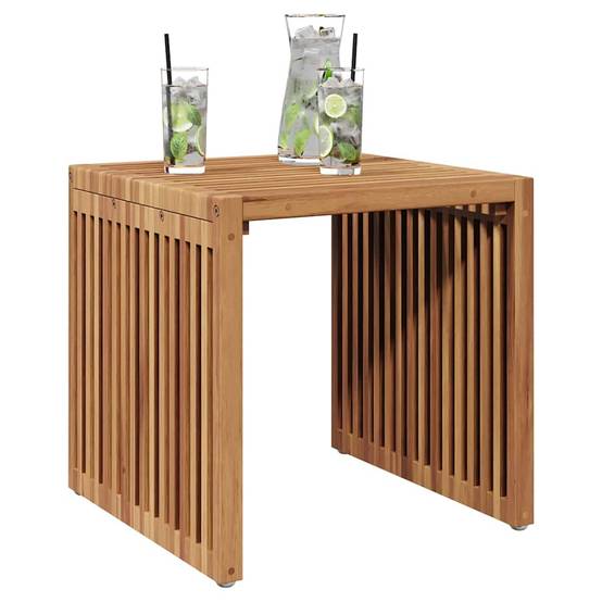 Table d'Appoint Carrée pour Jardin 45x42.5cm en Bois de Teck Massif, Bout de Canapé d'Extérieur Robuste – ComfortXL Outdoor Living - Image 3
