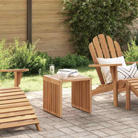 Table d'Appoint Carrée pour Jardin 45x42.5cm en Bois de Teck Massif, Bout de Canapé d'Extérieur Robuste – ComfortXL Outdoor Living - Image 1