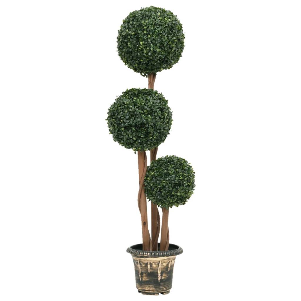 Buis Artificiel Triple Boule Topiaire Pot Inclus Intérieur Extérieur 119cm - ComfortXL Outdoor Living - Image 2