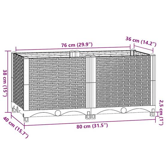 Prolenta Premium - Jardinière polypropylène blanc 80 x 40 x 38 cm - Prolenta premium p332.5 - Image 9