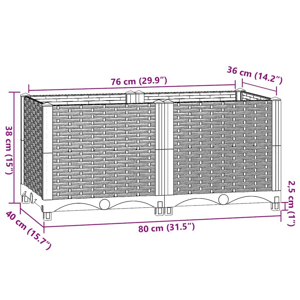 Prolenta Premium - Jardinière polypropylène blanc  80 x 40 x 38 cm  - Prolenta premium p332.5 - Image 9