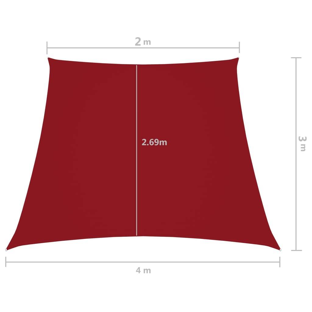 Helloshop26 - Voile toile d'ombrage parasol tissu oxford trapèze 2/4 x 3 m rouge - Imagen 6