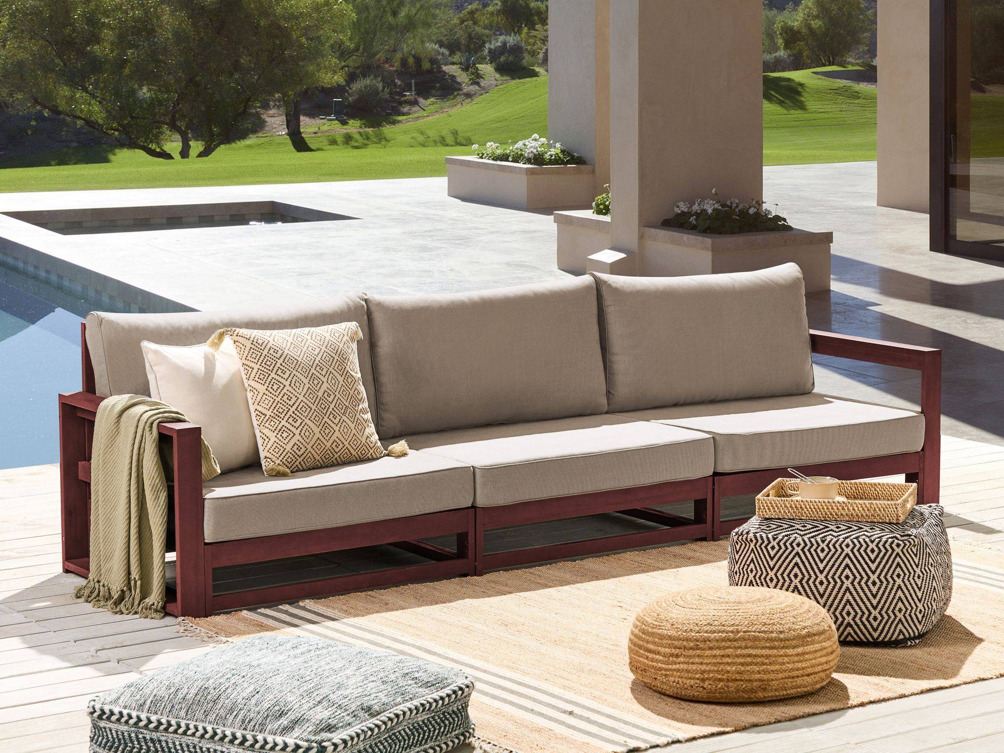Beliani - Canapé de Jardin Acajou et Taupe en Bois d'Acacia Confort d'Assise Optimal avec Coussins pour Ensemble - Imagen 2