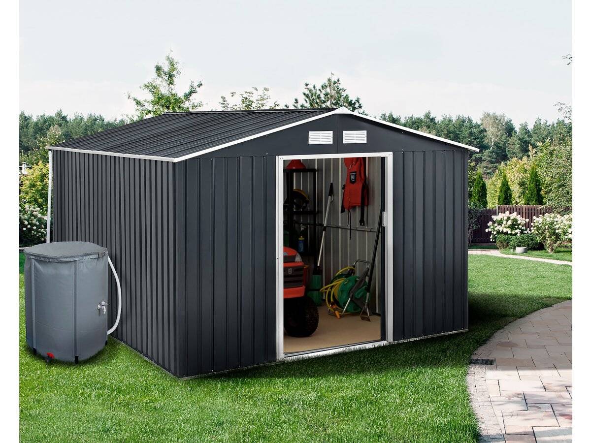 Habitat Et Jardin - Abri De Jardin Métal - "vegas"- 15 M² Avec Gouttière Et Récupérateur D'eau - Gris -habitat Et Jardin - Imagen 2