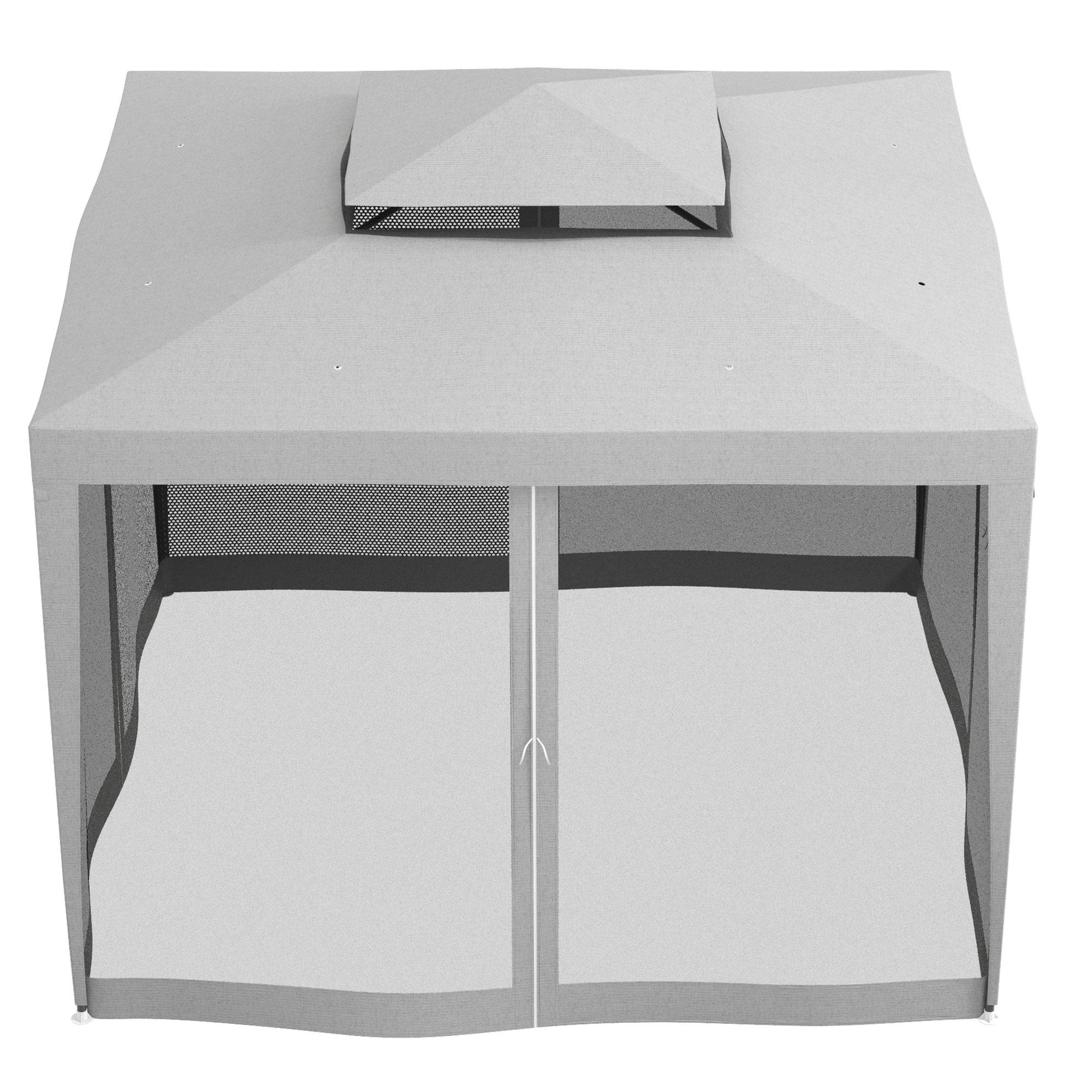 Outsunny - Tonnelle barnum de jardin 3x3m 4 moustiquaires amovibles double toit gris - Outsunny - Image 4