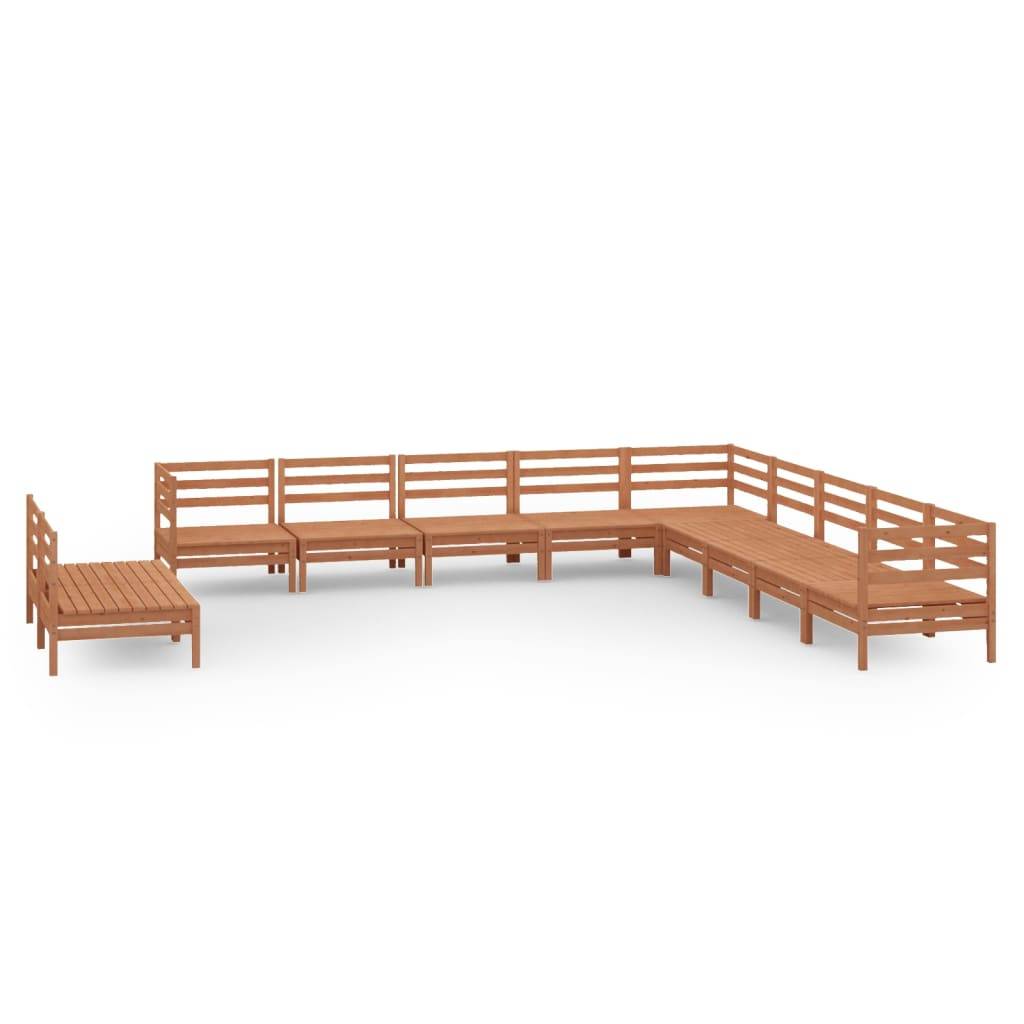 Helloshop26 - Salon de jardin meuble d'extérieur ensemble de mobilier 11 pièces bois de pin massif marron miel - Imagen 1
