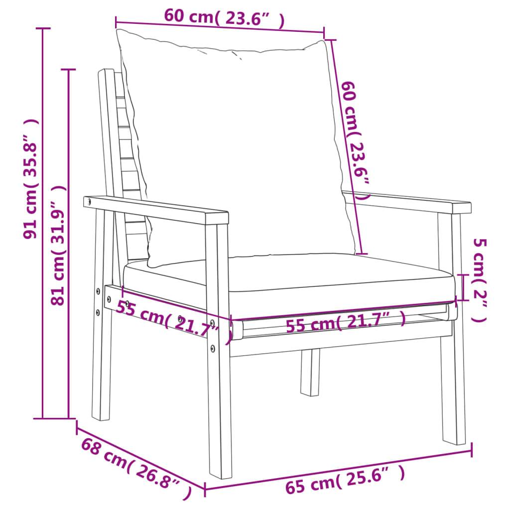 Salon de Jardin Bas 4 Pièces Bois d'Acacia Massif Huilé Table Basse Banc et Fauteuils Terrasse Brun – ComfortXL Outdoor Living - Image 9
