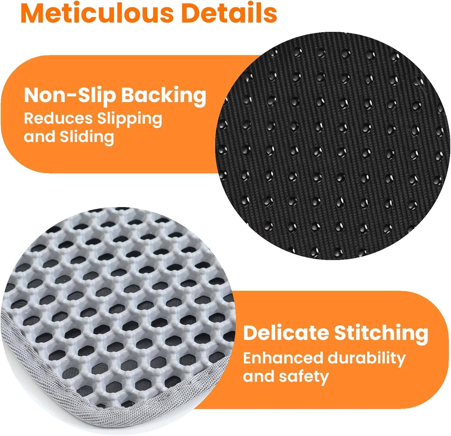 Tapis de litière pour chat, double couche, nid d'abeille, antidérapant, imperméable et anti-urine, accessoire pour chat, 55*75 cm, gris-Lytech - Image 7