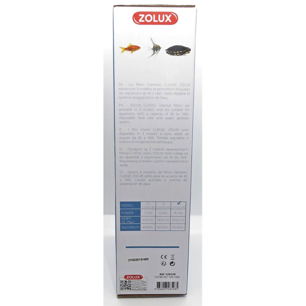 Zolux - Filtration intérieure classic 160 zolux 14 W pour aquarium de 120 à 160 L. - Imagen 3