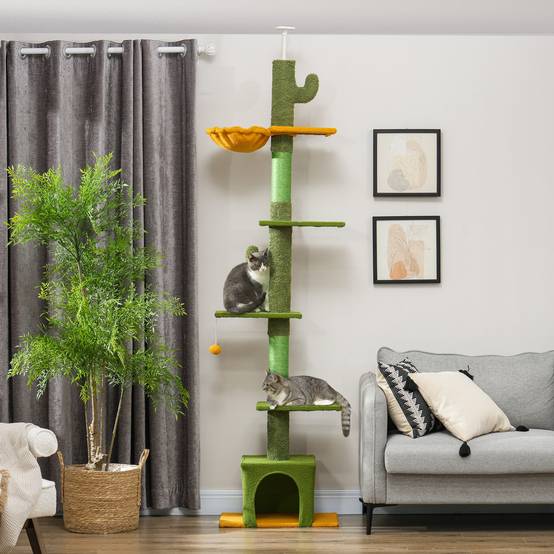 Arbre à chat plafond panneaux de particules intérieur hauteur ajustable 275cm vert - ComfortXL Outdoor Living - Image 4