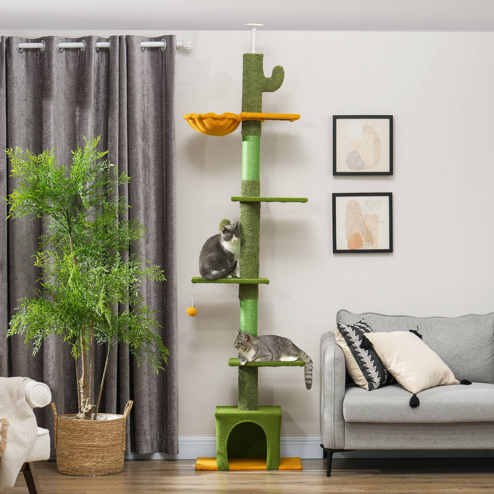 Arbre à chat plafond panneaux de particules intérieur hauteur ajustable 275cm vert - ComfortXL Outdoor Living - Image 4