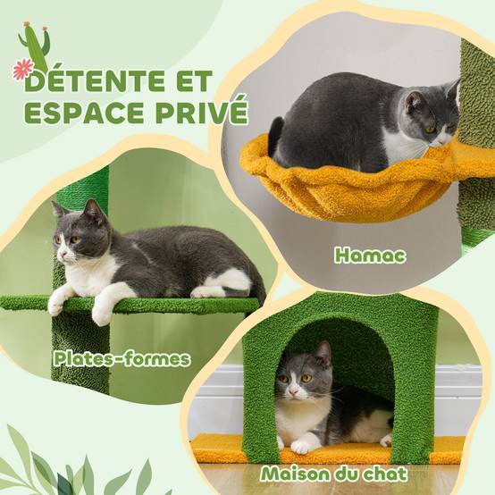 Arbre à chat plafond panneaux de particules intérieur hauteur ajustable 275cm vert - ComfortXL Outdoor Living - Image 9
