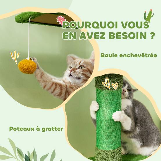 Arbre à chat plafond panneaux de particules intérieur hauteur ajustable 275cm vert - ComfortXL Outdoor Living - Image 10