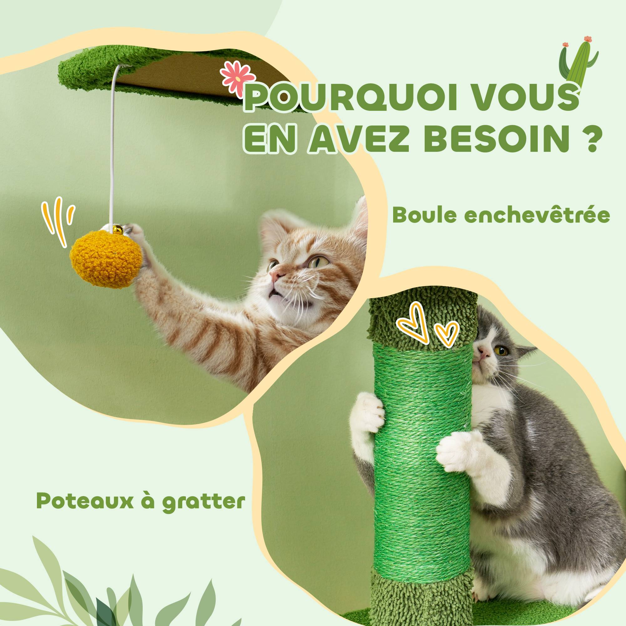 Arbre à chat plafond panneaux de particules intérieur hauteur ajustable 275cm vert - ComfortXL Outdoor Living - Image 10