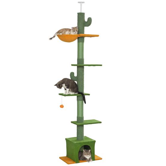Arbre à chat plafond panneaux de particules intérieur hauteur ajustable 275cm vert - ComfortXL Outdoor Living - Image 1