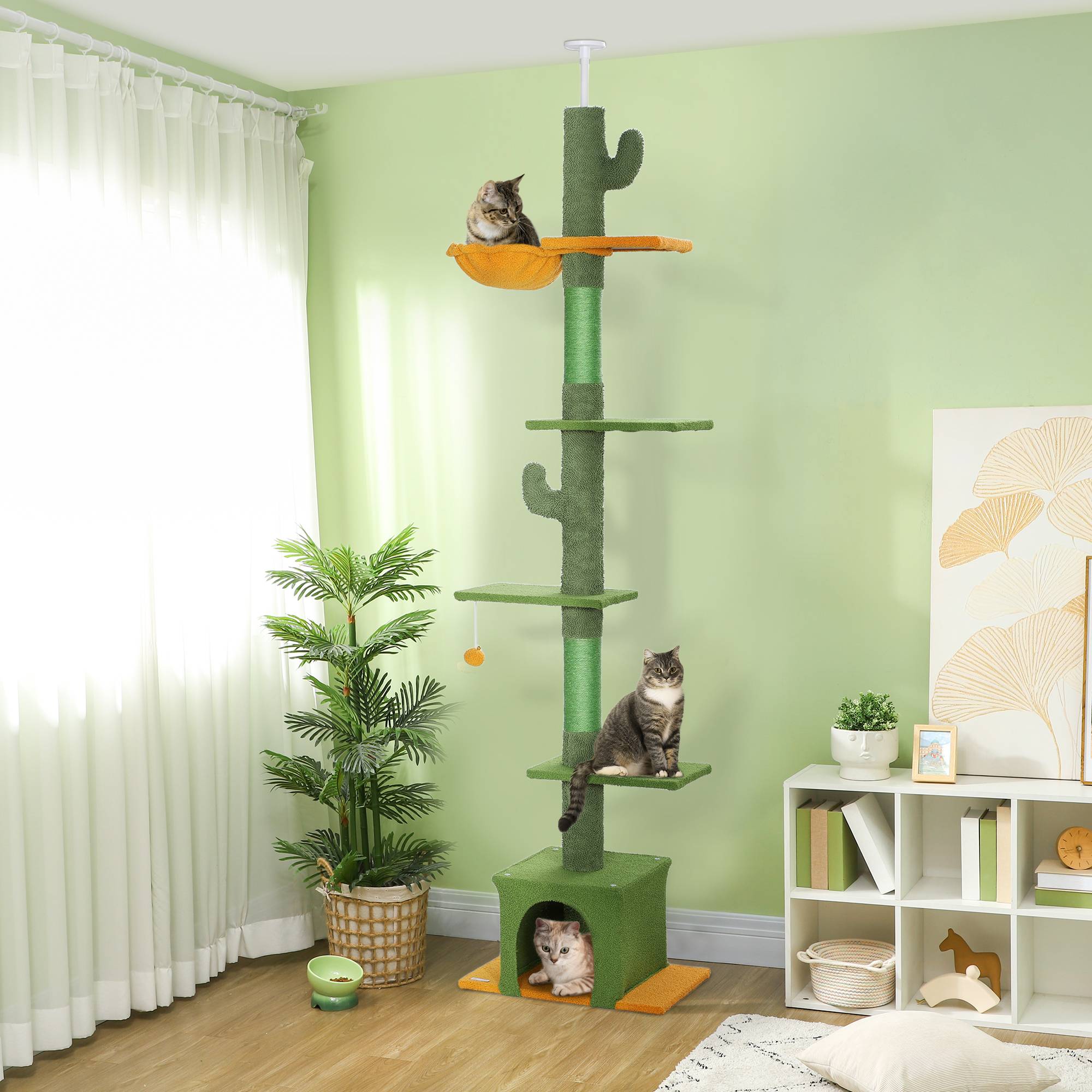 Arbre à chat plafond panneaux de particules intérieur hauteur ajustable 275cm vert - ComfortXL Outdoor Living - Image 3