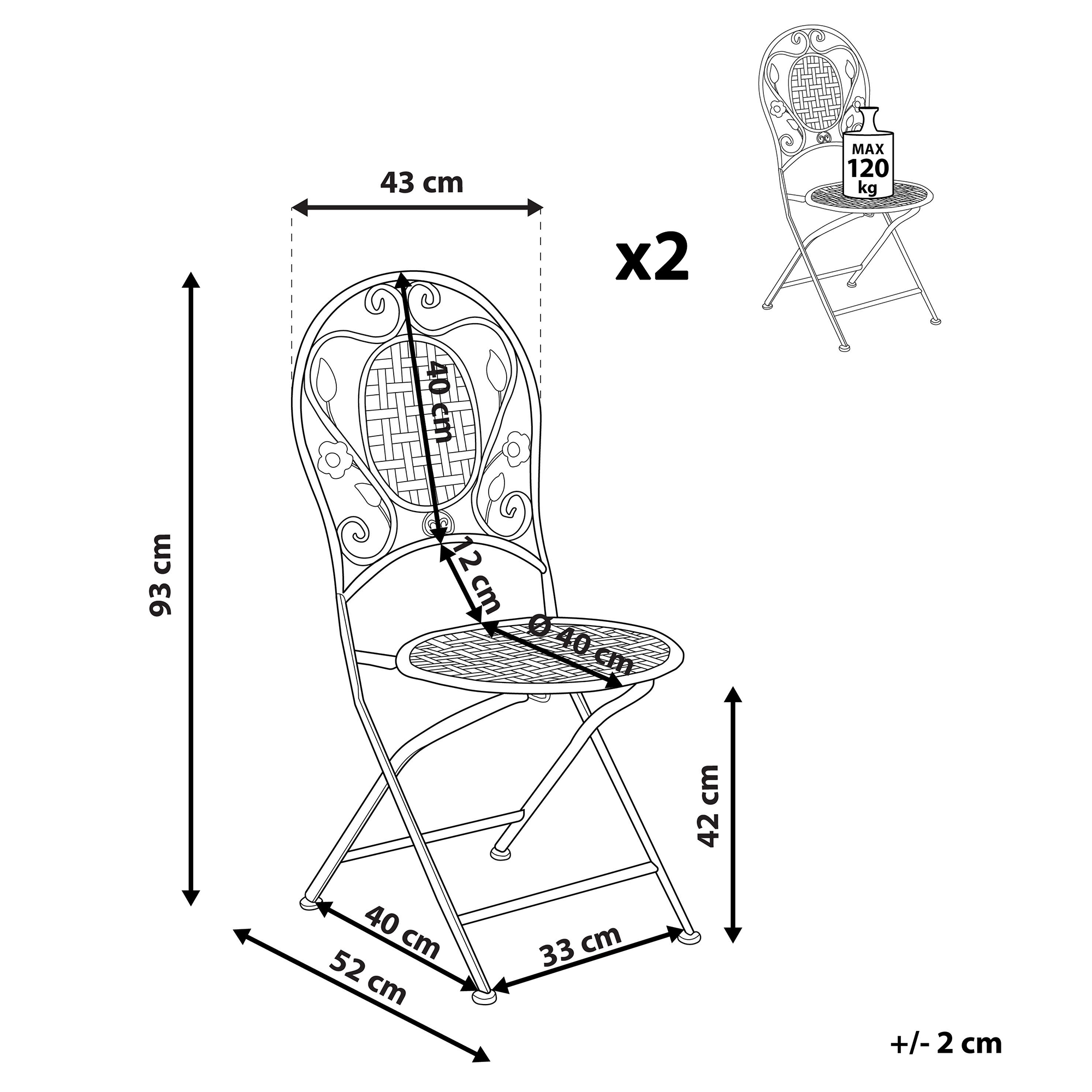Beliani - Chaise de jardin Métal Vert clair BIVIO - Beliani - Imagen 3