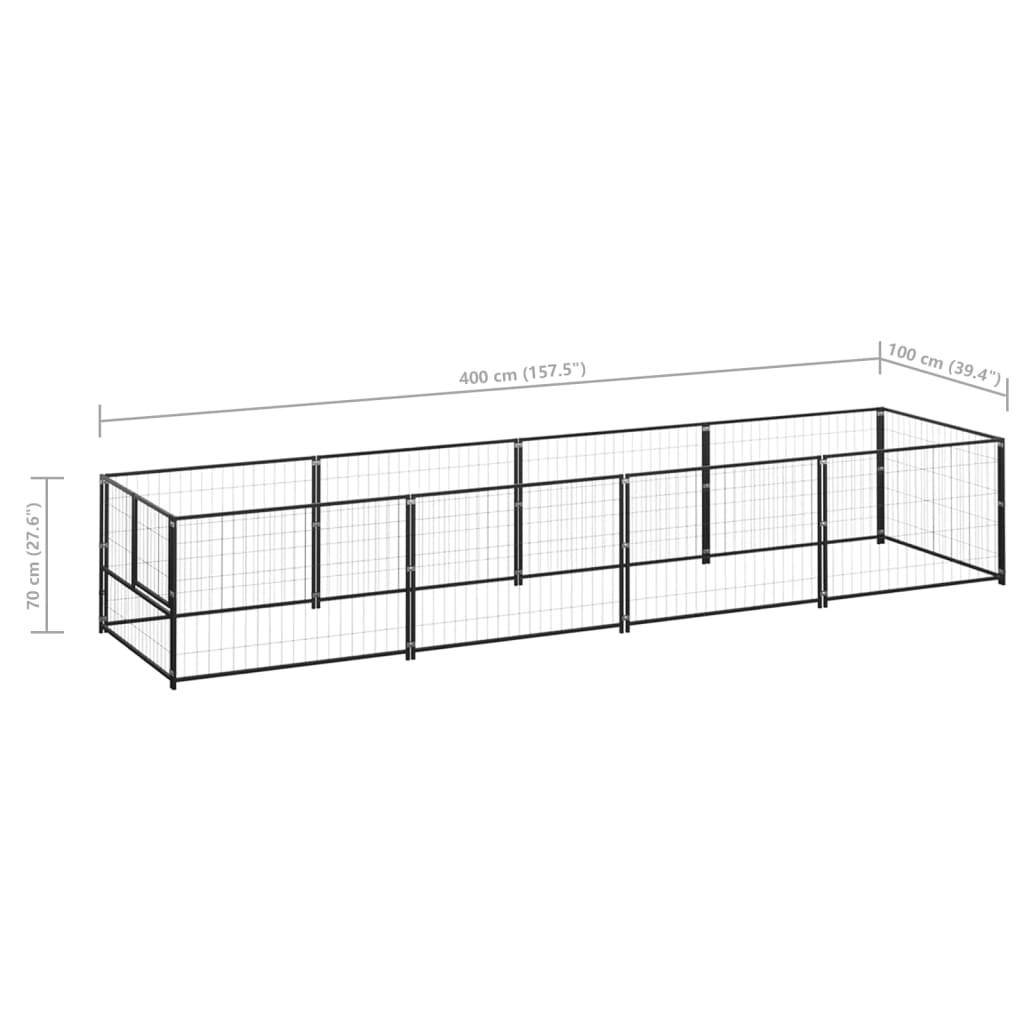 Helloshop26 - Chenil extérieur cage enclos parc animaux chien noir 4 m² acier - Imagen 2