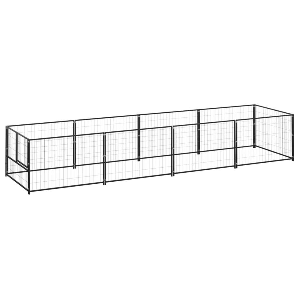 Helloshop26 - Chenil extérieur cage enclos parc animaux chien noir 4 m² acier - Imagen 1