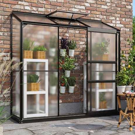 Vitavia - Serre adossée 1,30 m² en polycarbonate 4 mm - IDA 1300, Couleur Vert - Image 3