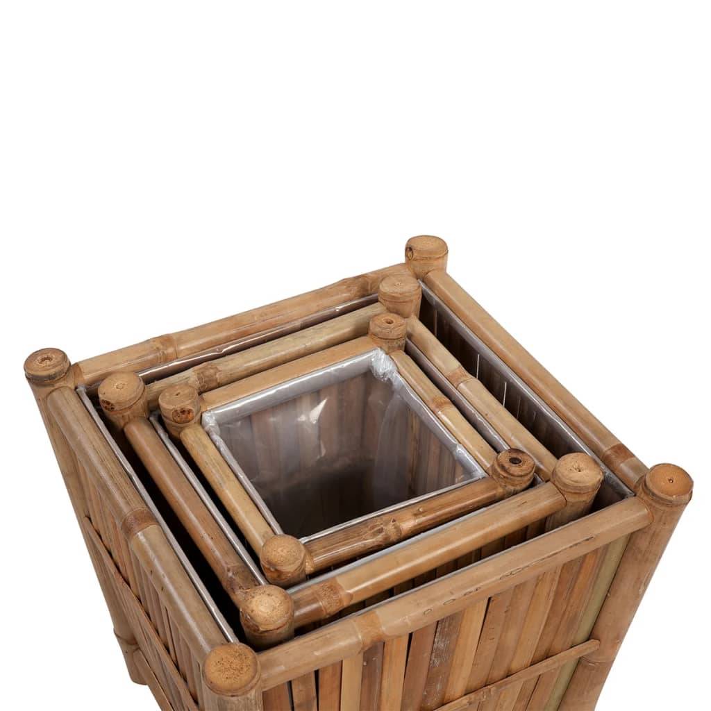 Helloshop26 - Lot de 3 jardinière lit surélevé plantes fleurs jardin en bambou avec doublure en nylon - Imagen 4