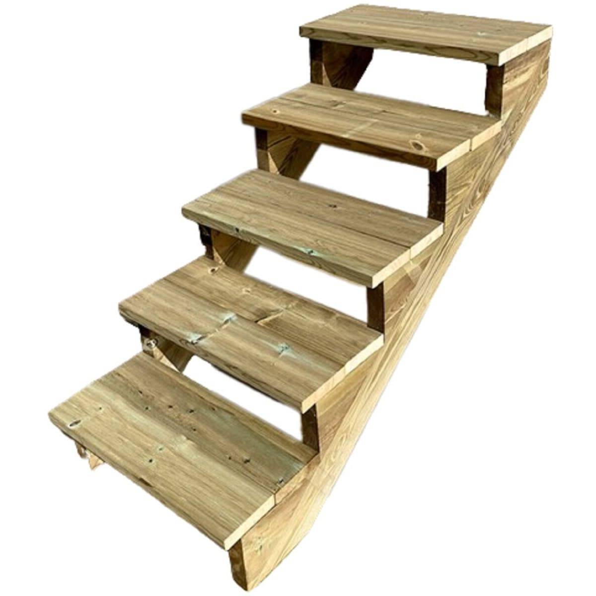 BERLIN Escalier extérieur bois 5 marches H 88cm L-100cm - sans contre marche - Image 1