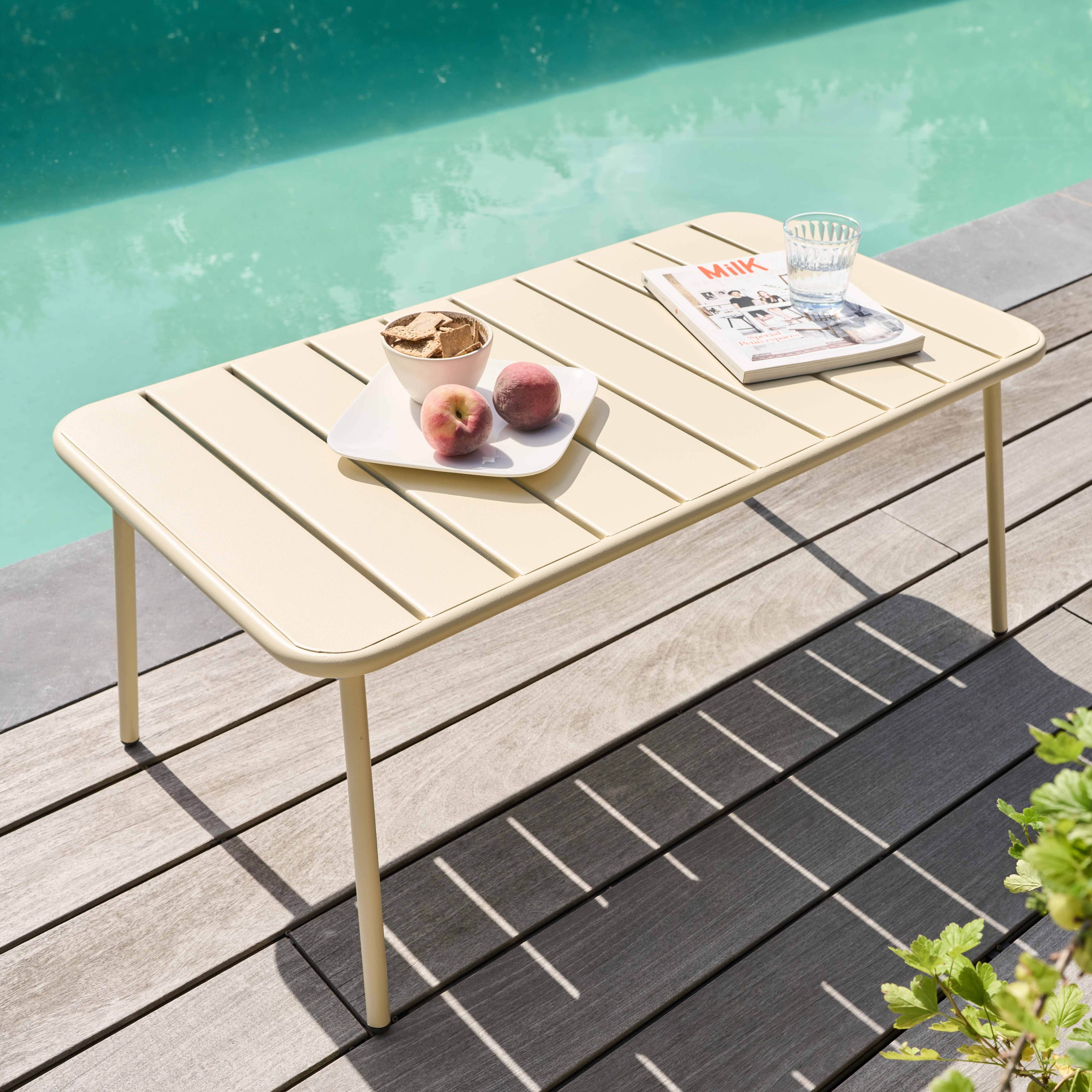 Oviala - Table basse de jardin acier ivoire 90 x 50 cm Palavas - Oviala - Imagen 2