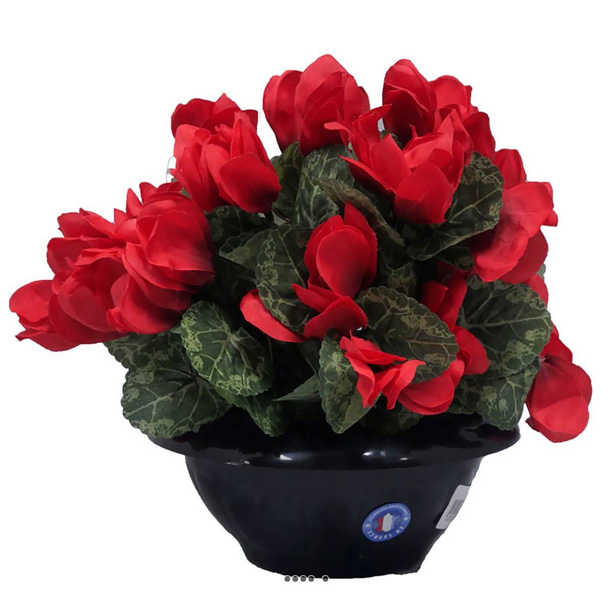 Artificielles - Vasque de fleurs artificielles cimetière cyclamens Rouge - couleur: Rouge - Imagen 1