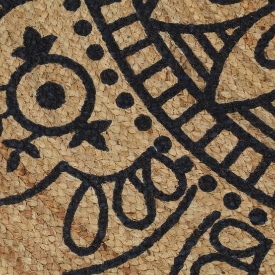Tapis Rond en Jute Tressé Artisanal Motif Floral pour Chambre à Coucher Bleu Foncé 120 cm – ComfortXL Outdoor Living - Image 4