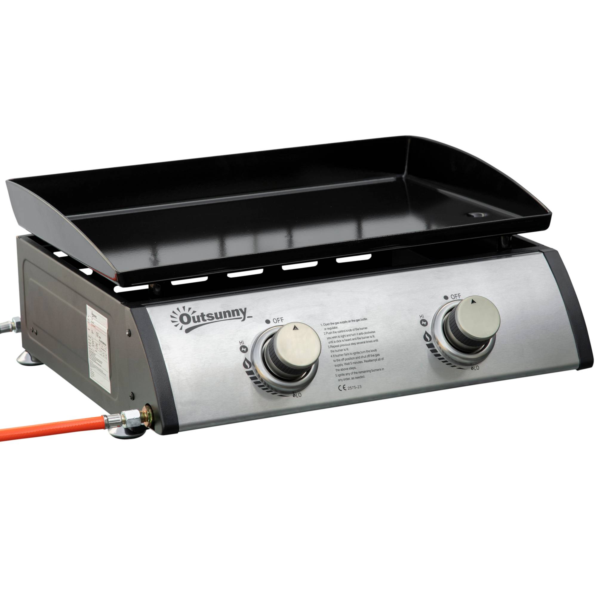 Sans Marque - Barbecue à gaz de table 2 brûleurs puissance 6kW 48,5x46x21 cm noir