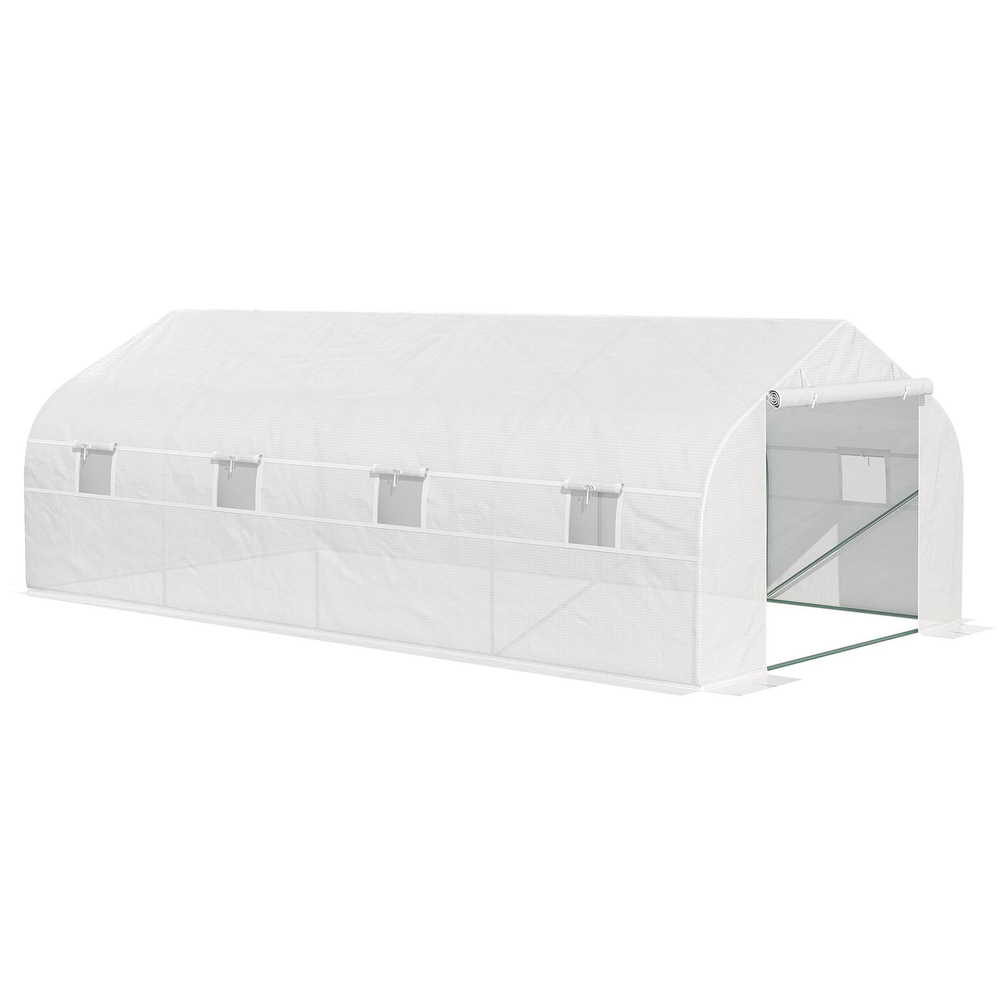Serre Tunnel de Jardin 18 m² Acier Galvanisé et Bâche PE 8 Fenêtres 6x3x2 m Blanc - ComfortXL Outdoor Living - Image 1