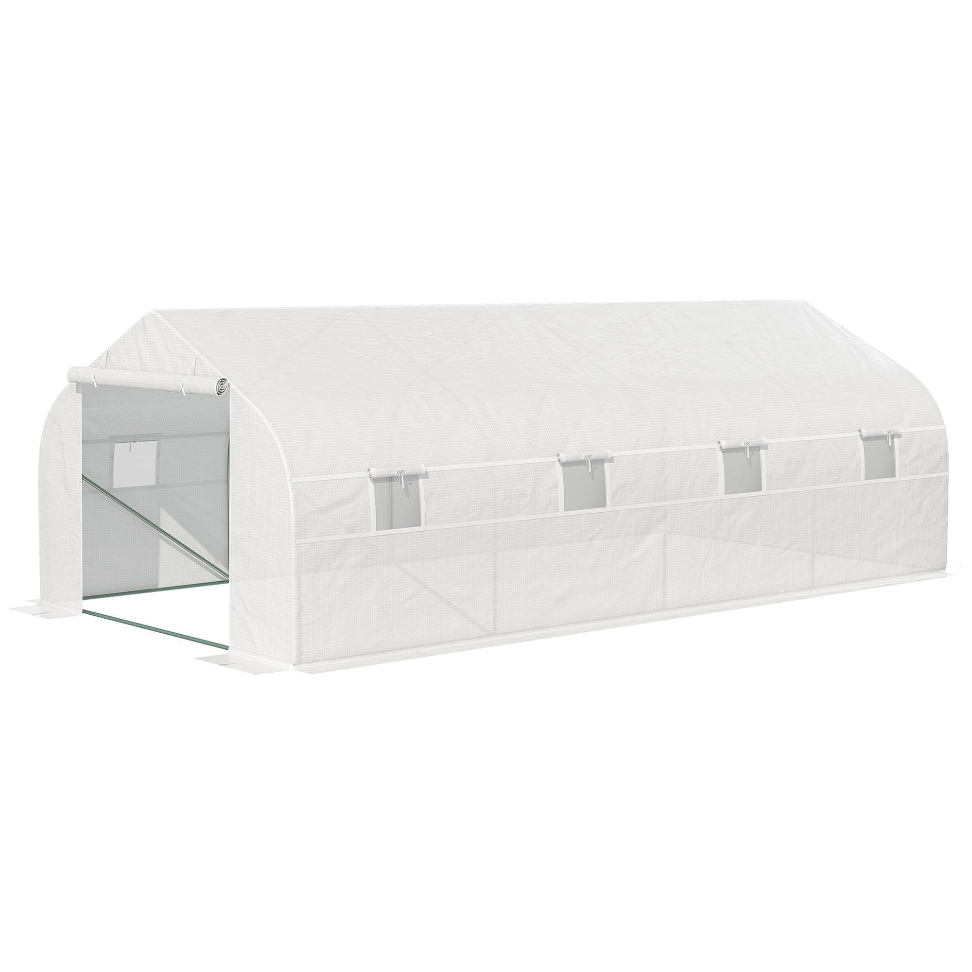 Serre Tunnel de Jardin 18 m² Acier Galvanisé et Bâche PE 8 Fenêtres 6x3x2 m Blanc - ComfortXL Outdoor Living - Image 2