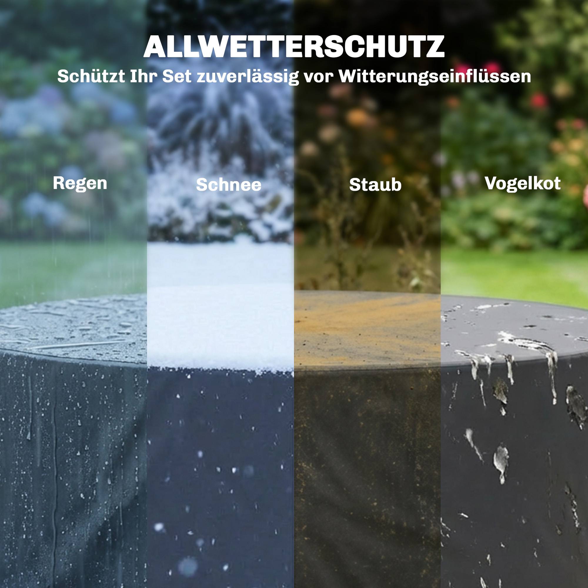Housse de protection pour mobilier de jardin, résistante à l'hiver, imperméable et anti-UV, en tissu Oxford 420D, Ø 214 x 70 cm (H), noire - Image 8