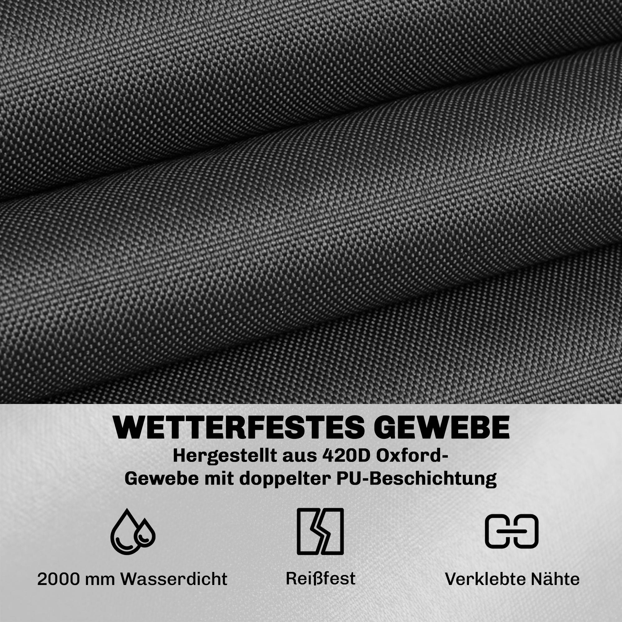 Housse de protection pour mobilier de jardin, résistante à l'hiver, imperméable et anti-UV, en tissu Oxford 420D, Ø 214 x 70 cm (H), noire - Image 6