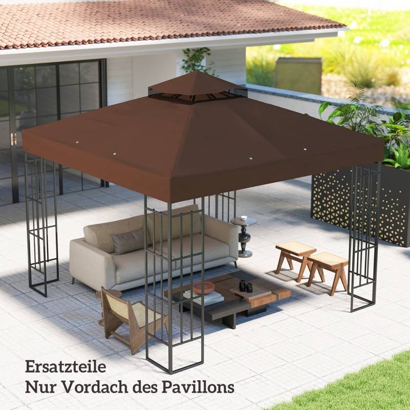 Toile de rechange tonnelle polyester anti-UV protection solaire 3x3m café - ComfortXL Outdoor Living - Image 8