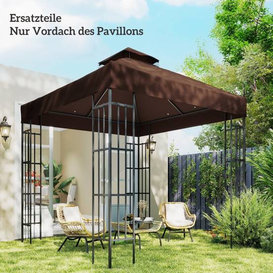 Toile de rechange tonnelle polyester anti-UV protection solaire 3x3m café - ComfortXL Outdoor Living - Image 7