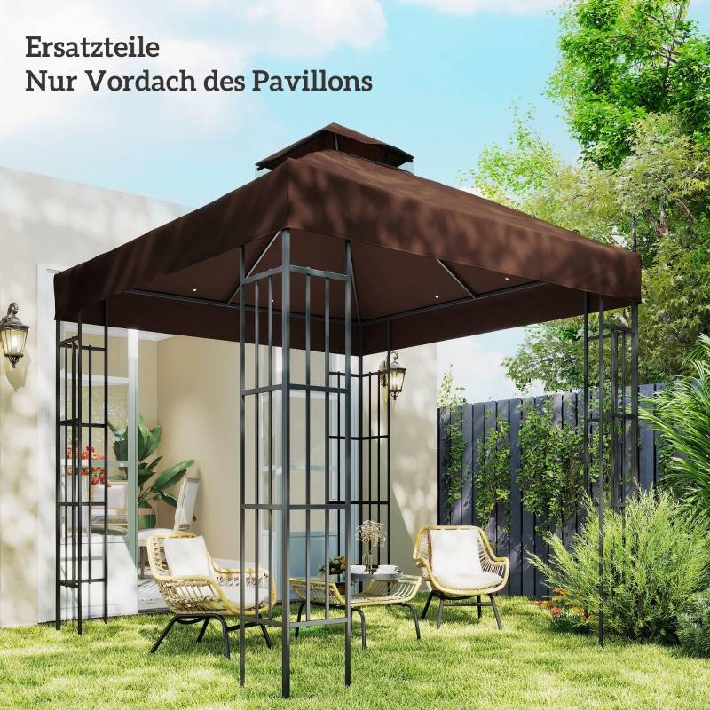 Toile de rechange tonnelle polyester anti-UV protection solaire 3x3m café - ComfortXL Outdoor Living - Image 7